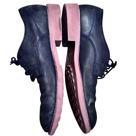 Tod's Midnight Navy Blue Matte Leather Derby US 11 Shoes - Picture 9 of 11